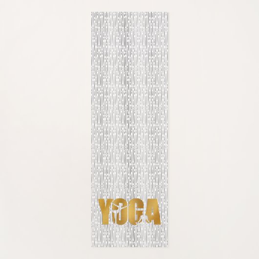 Gouden YOGA tekst met silhouet op zwarte strepen Yogamat (Voorkant)