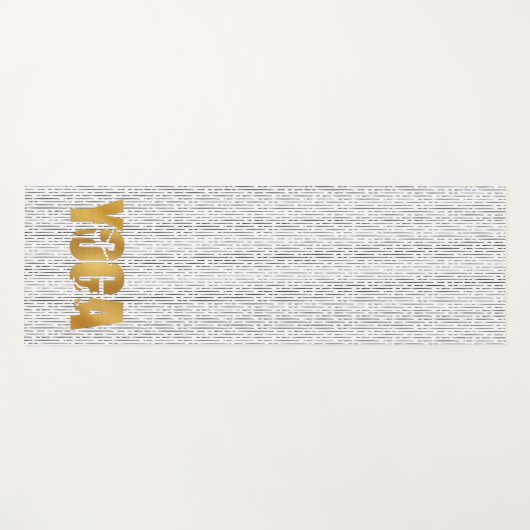 Gouden YOGA tekst met silhouet op zwarte strepen Yogamat (Voorkant (horizontaal))