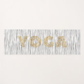 Gouden YOGA tekst op Black Stripes Yogamat (Voorkant (horizontaal))