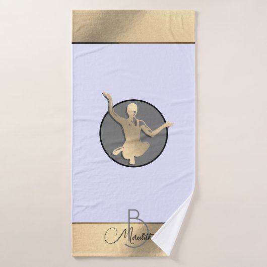 Gouden yogi silhouet badhanddoek (Badhanddoek)