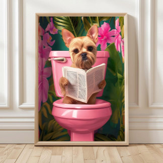 Gouden Yorkshire Terrier Toiletprint, Grappige Bad Poster