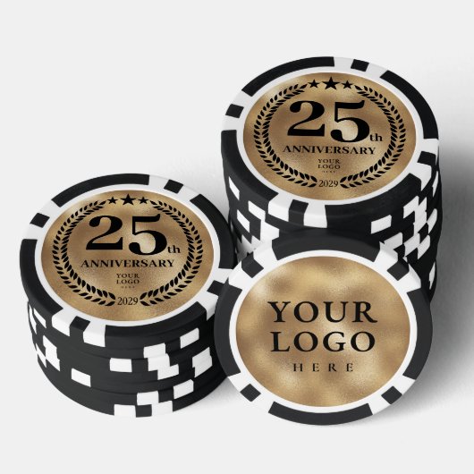 Gouden Zakelijk 25-jarig Jubileum Poker Chips (Opstapeling)