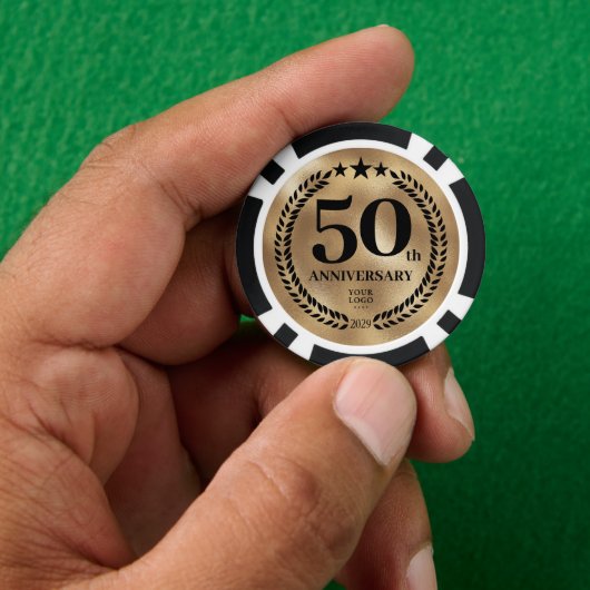 Gouden Zakelijk 50-jarig Jubileum Poker Chips (Hand)