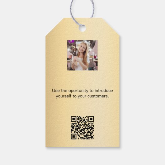 Gouden zakelijk logo foto QR-code hanglabel Cadeaulabel (Achterkant)