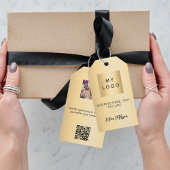 Gouden zakelijk logo foto QR-code hanglabel Cadeaulabel