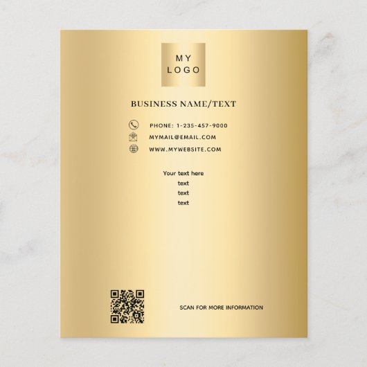 Gouden zakelijke logo-code aangepaste tekst flyer (Voorkant)