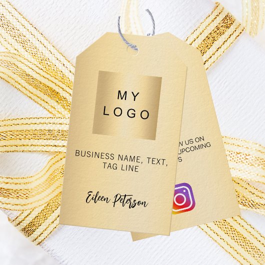 Gouden zakelijke logo QR Instagram hang label Cadeaulabel