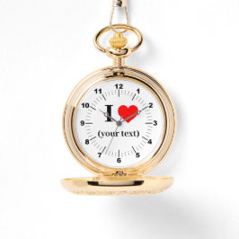 Gouden zakhorloge - Custom I Heart Horloge