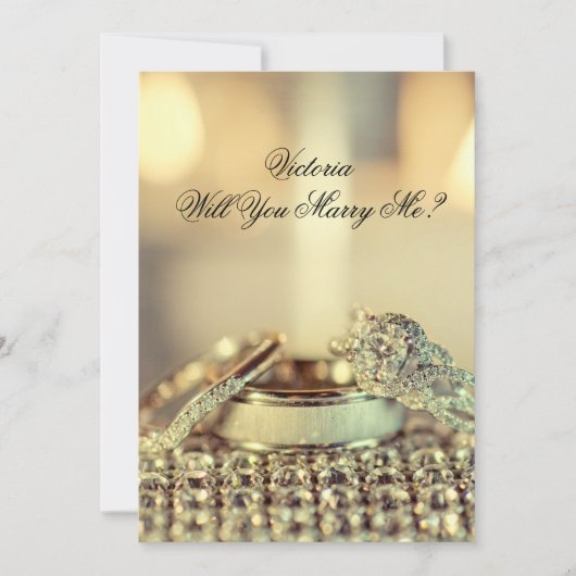 Gouden Zal Je Met Me Trouwen Naam Voorstel Uitnodi Kaart (Voorkant)