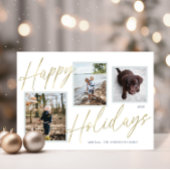 Gouden Zalige Feestdagen Script 3 Foto Kerstkaart