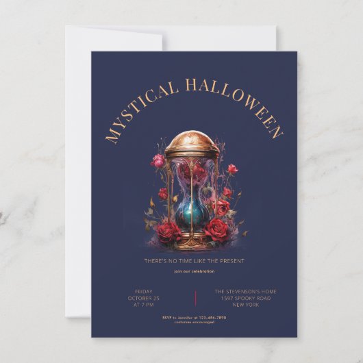 Gouden zandloper met rozen, eenvoudig & modern kaart (Voorkant)