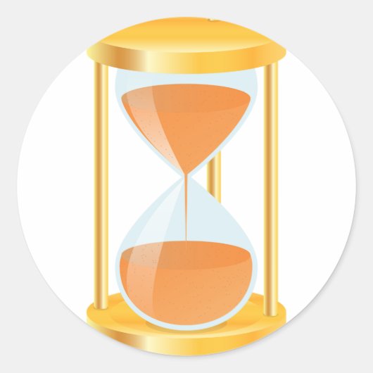 Gouden Zandloper Timer met Zandstroom Ronde Sticker (Voorkant)