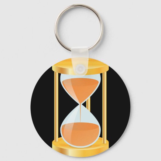 Gouden zandloper timer met zandstroom sleutelhanger (Voorkant)