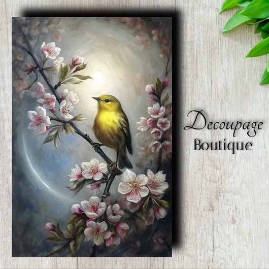 Gouden Zanger Vogel Decoupage Tissuepapier