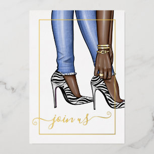 Gouden Zebra Chic Bachelorette Folie Uitnodiging