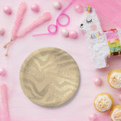 Gouden zebra gestreepte dierenprint metallic look papieren bordje (Feest)