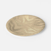 Gouden zebra gestreepte dierenprint metallic look papieren bordje (Gekanteld)
