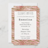 Gouden Zebra Glitter Roze Bont Kaart (Voorkant)