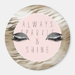 Gouden Zebra Glitzy Silver Sparkle Eyes Magneet