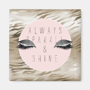 Gouden Zebra Glitzy Silver Sparkle Eyes Magneet