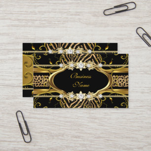 Gouden Zebra Leopard Black Jewel Look Afbeelding Visitekaartje