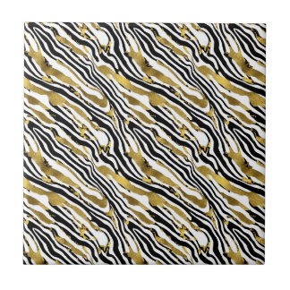 Gouden zebra patroon tegeltje