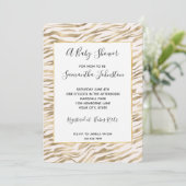 Gouden Zebra Print Baby shower Kaart (Staand voorkant)