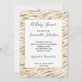 Gouden Zebra Print Baby shower Kaart