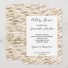 Gouden Zebra Print Baby shower Kaart