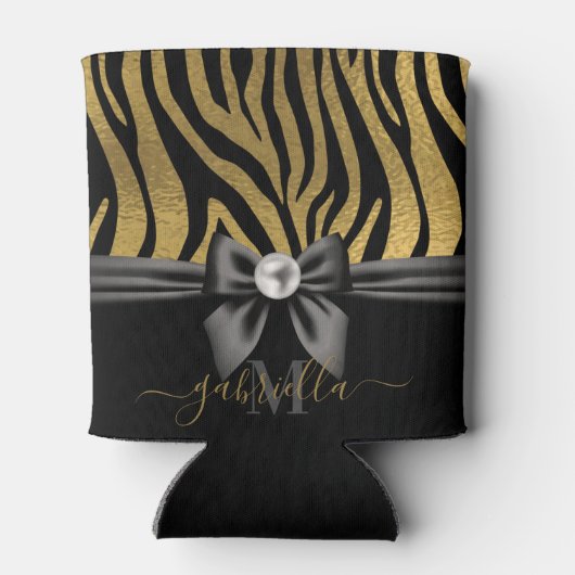 Gouden Zebra Print en Boog Blikjeskoeler (Achterkant)