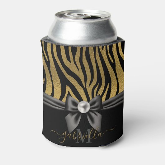 Gouden Zebra Print en Boog Blikjeskoeler (Blikje Achterkant)