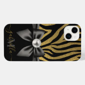 Gouden Zebra Print en Boog iPhone Hoesje (Achterkant horizontaal)