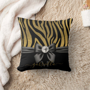 Gouden Zebra Print en Boog Kussen