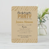 Gouden Zebra Print Faux Glitter Bachelorette Kaart (Staand voorkant)