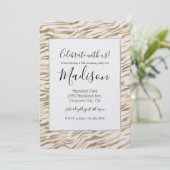 Gouden Zebra Print Glitz Verjaardag Kaart (Staand voorkant)