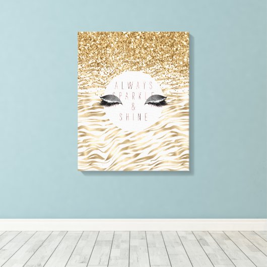 Gouden zebra print Glitzy Eyes (Insitu (Houten vloer))
