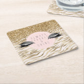 Gouden zebra print Glitzy Eyes Kartonnen Onderzetters (Schuin)