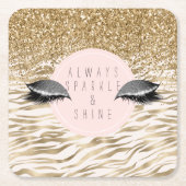 Gouden zebra print Glitzy Eyes Kartonnen Onderzetters (Voorkant)