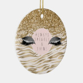 Gouden zebra print Glitzy Eyes Keramisch Ornament (Rechts)
