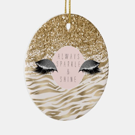 Gouden zebra print Glitzy Eyes Keramisch Ornament (Rechts)