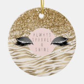 Gouden zebra print Glitzy Eyes Keramisch Ornament (Voorkant)