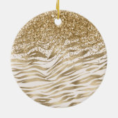 Gouden zebra print Glitzy Eyes Keramisch Ornament (Achterkant)