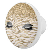 Gouden zebra print Glitzy Eyes Keramische Knop (Rechts)
