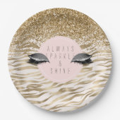 Gouden zebra print Glitzy Eyes Papieren Bordje (Voorkant)