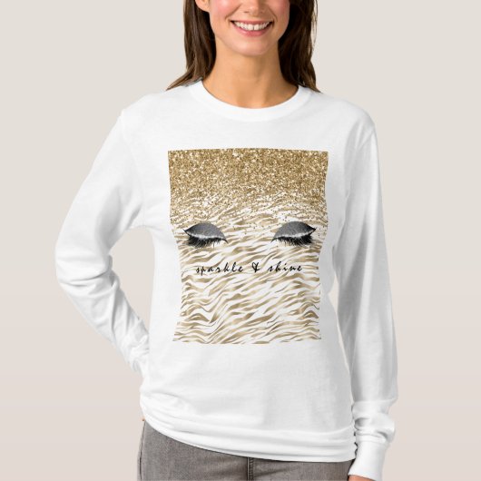Gouden zebra print Glitzy Eyes T-shirt (Voorkant)