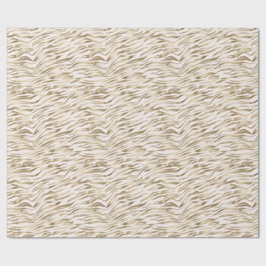 Gouden zebra print strepen cadeaupapier (Vlak)
