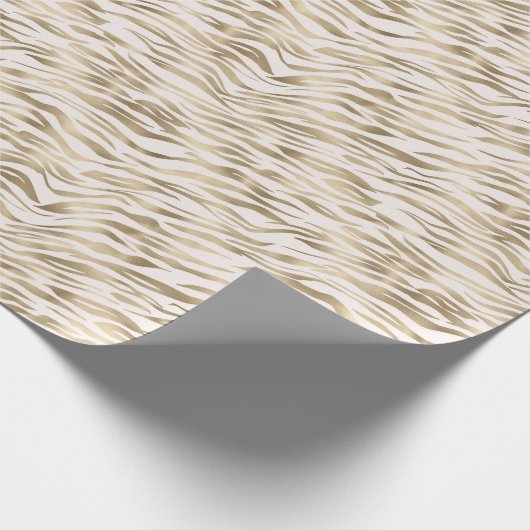 Gouden zebra print strepen cadeaupapier (Hoek)