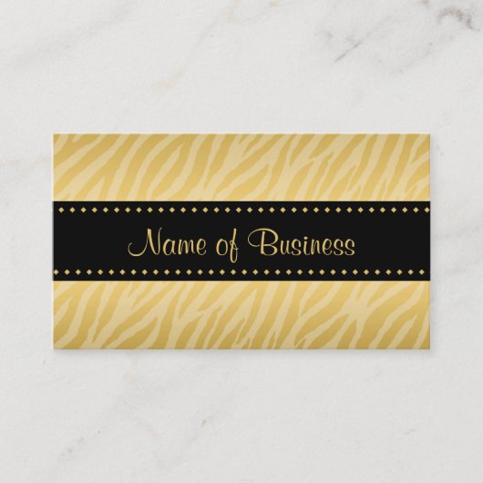 Gouden Zebra Streep Salon Visitekaartje (Voorkant)