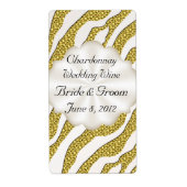 Gouden Zebra Strepen Trouwwijn Avery Label (Voorkant)