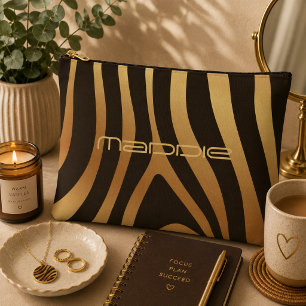 Gouden zebra strepenpatroon etui